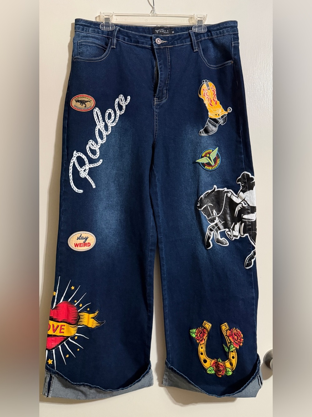 Lucky & Blessed Rodeo Patch Wide leg Jeans